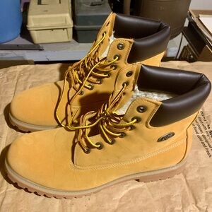 Lugz Mens Tan Leather Lace-Up Boots